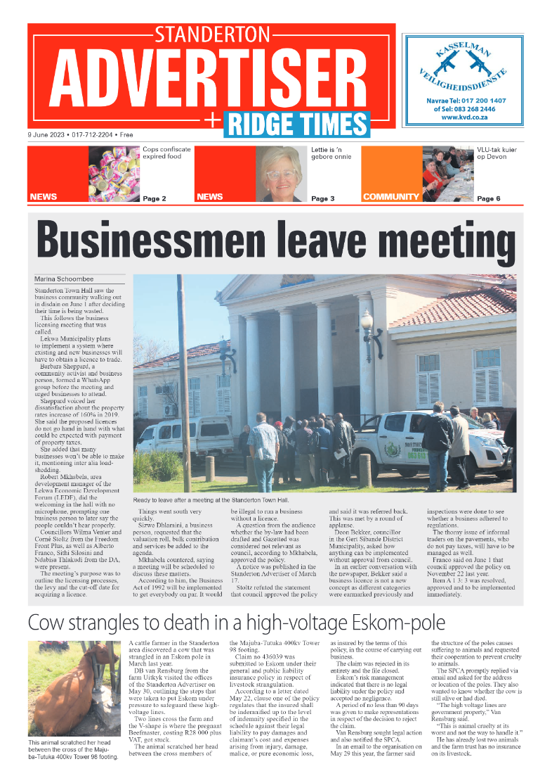 Standerton Advertiser 9 June 2023 page 1