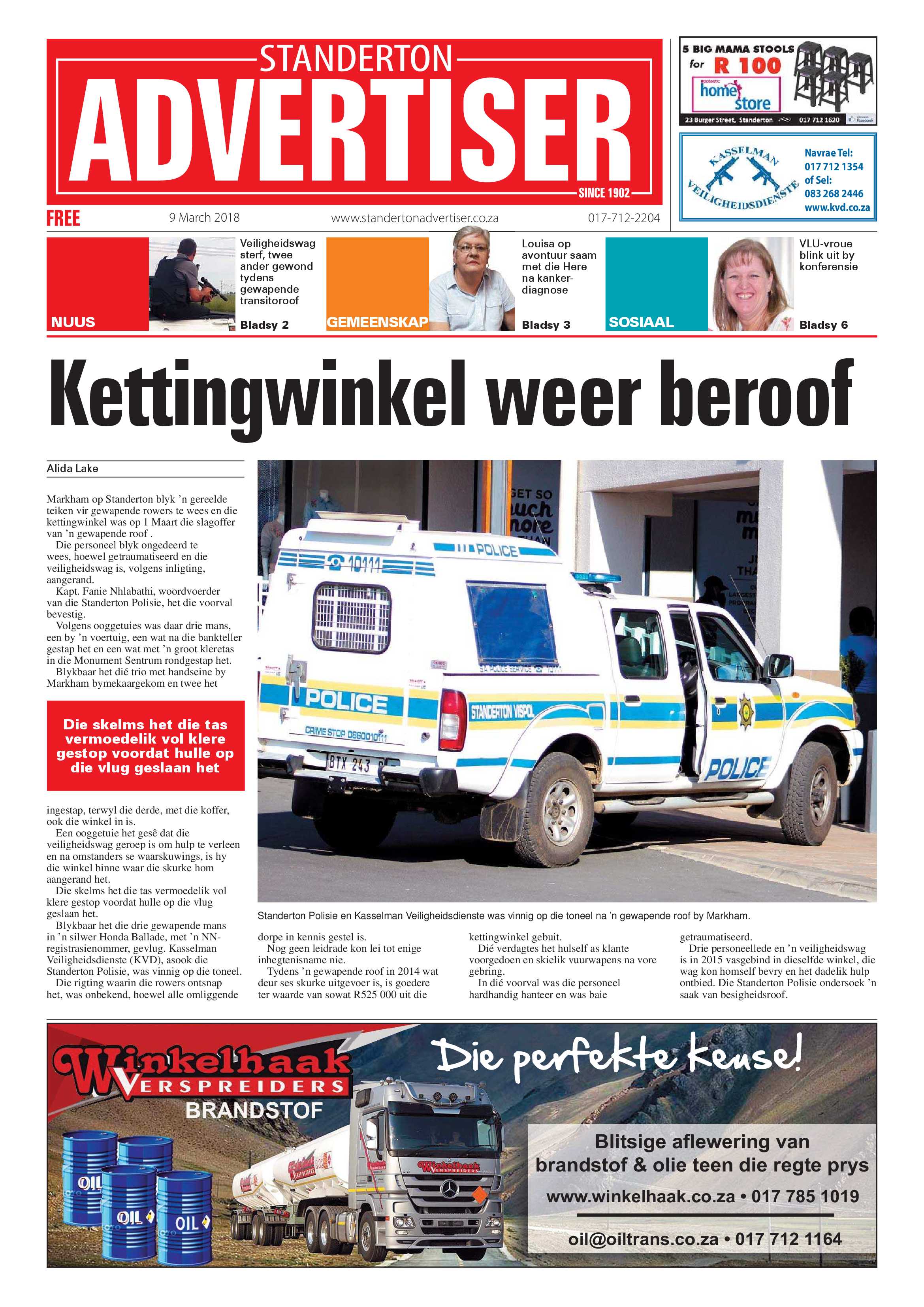 Standerton Advertiser 9 March 2018 page 1