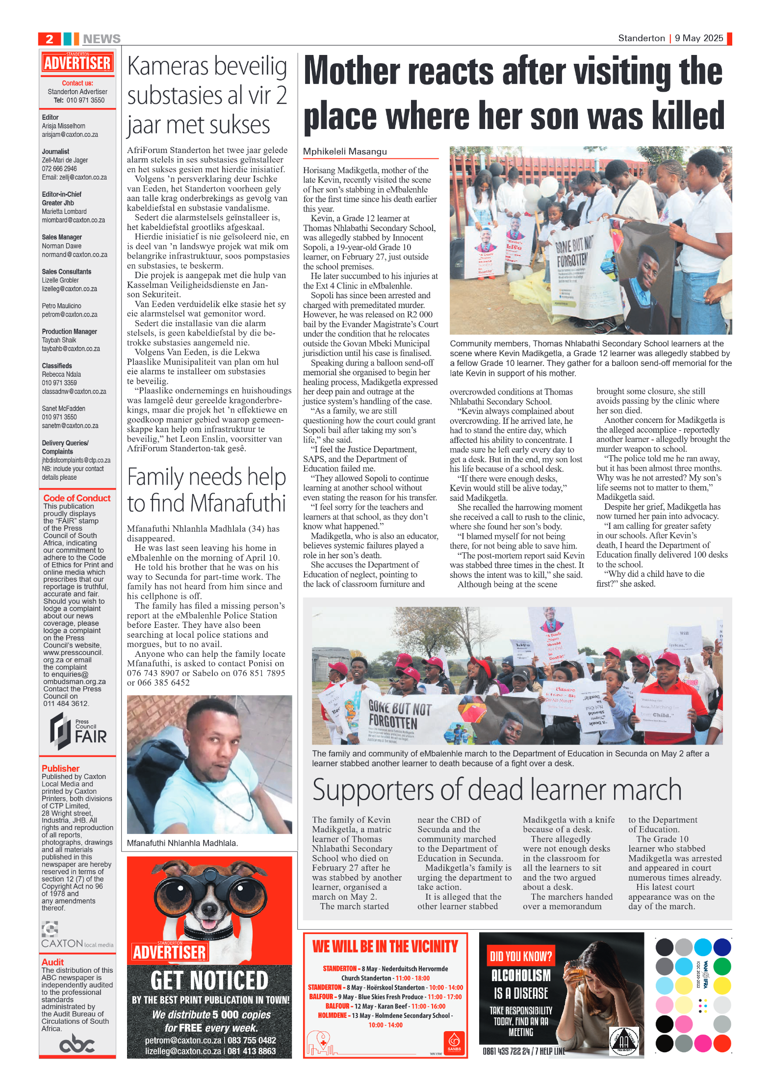 Standerton Advertiser 9 May 2025 page 2
