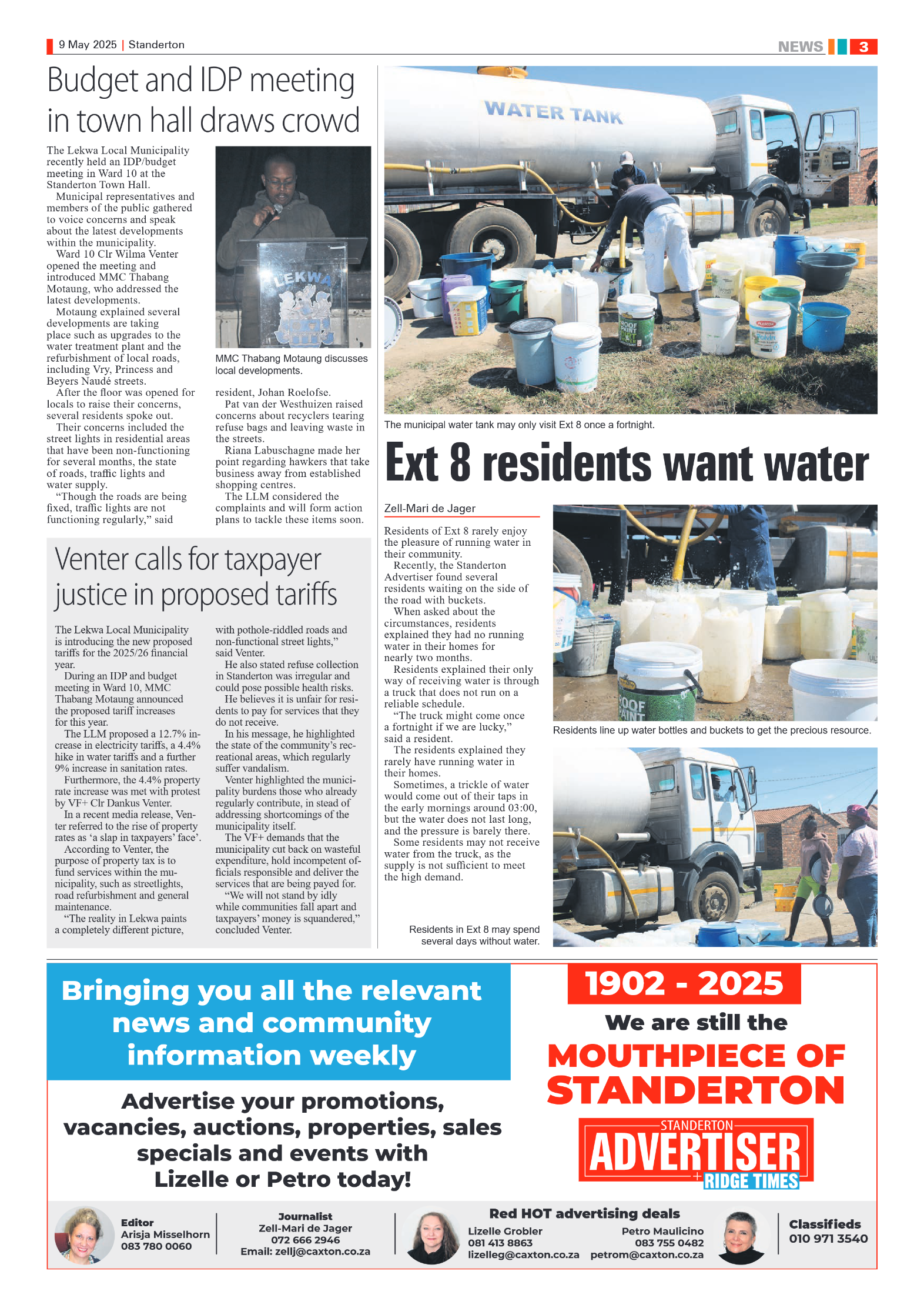 Standerton Advertiser 9 May 2025 page 3