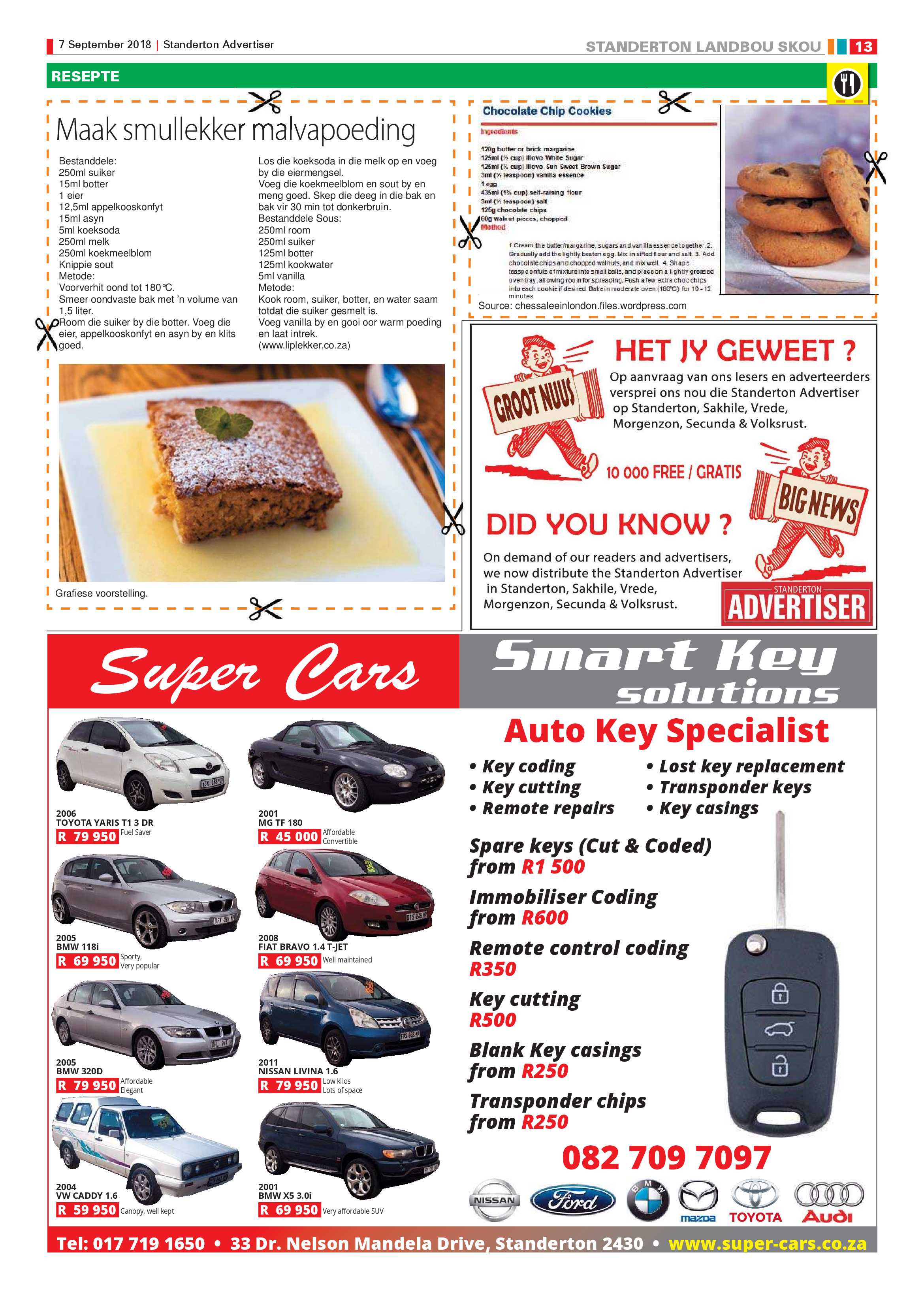 Standerton Advertiser and Standerton Landbou Skou supplement 7 September 2018 page 13