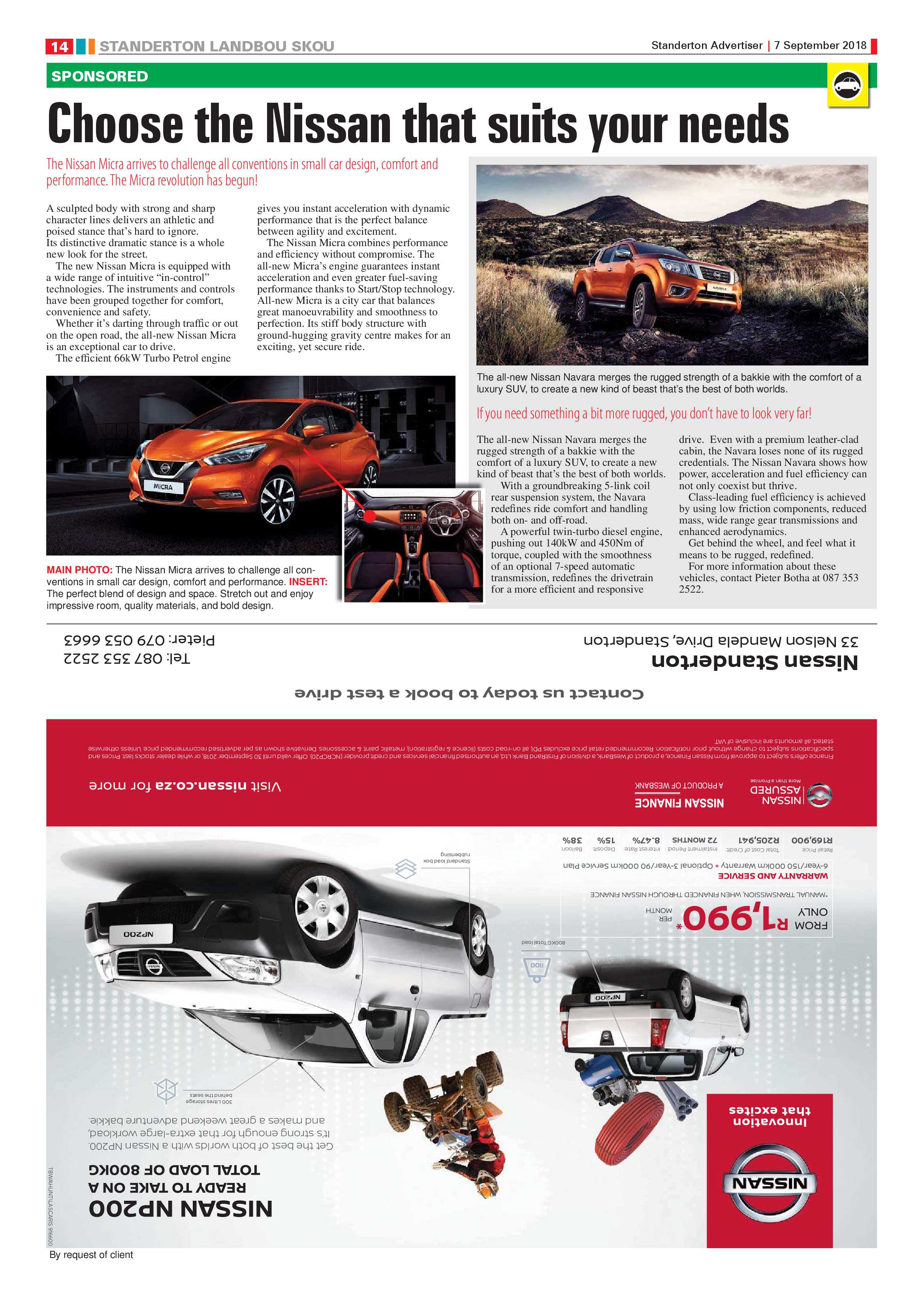 Standerton Advertiser and Standerton Landbou Skou supplement 7 September 2018 page 14