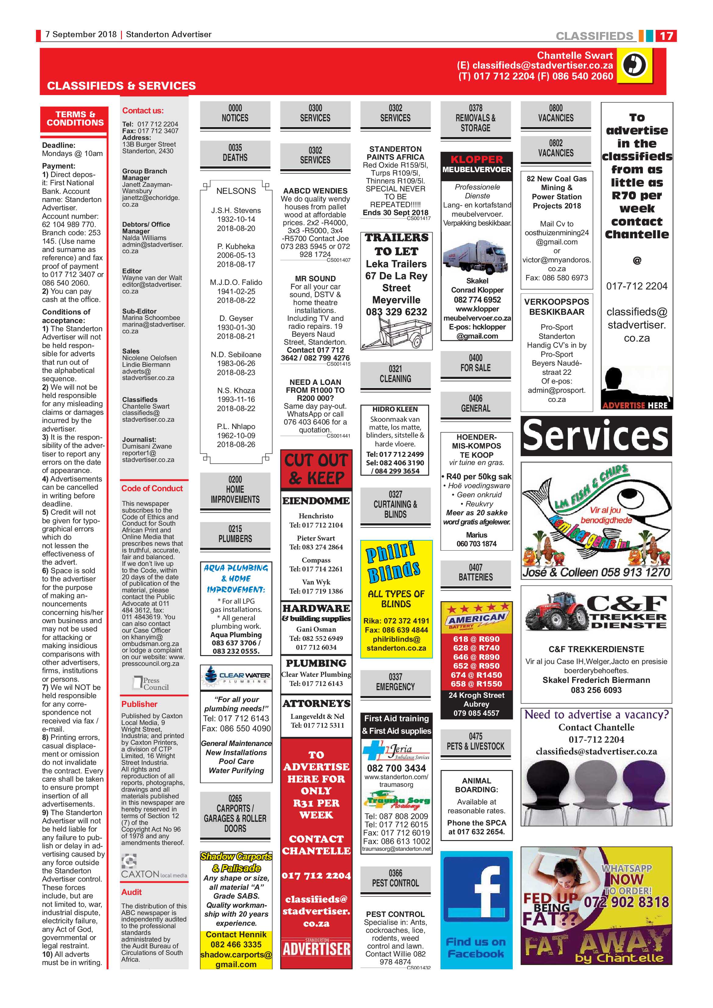 Standerton Advertiser and Standerton Landbou Skou supplement 7 September 2018 page 17