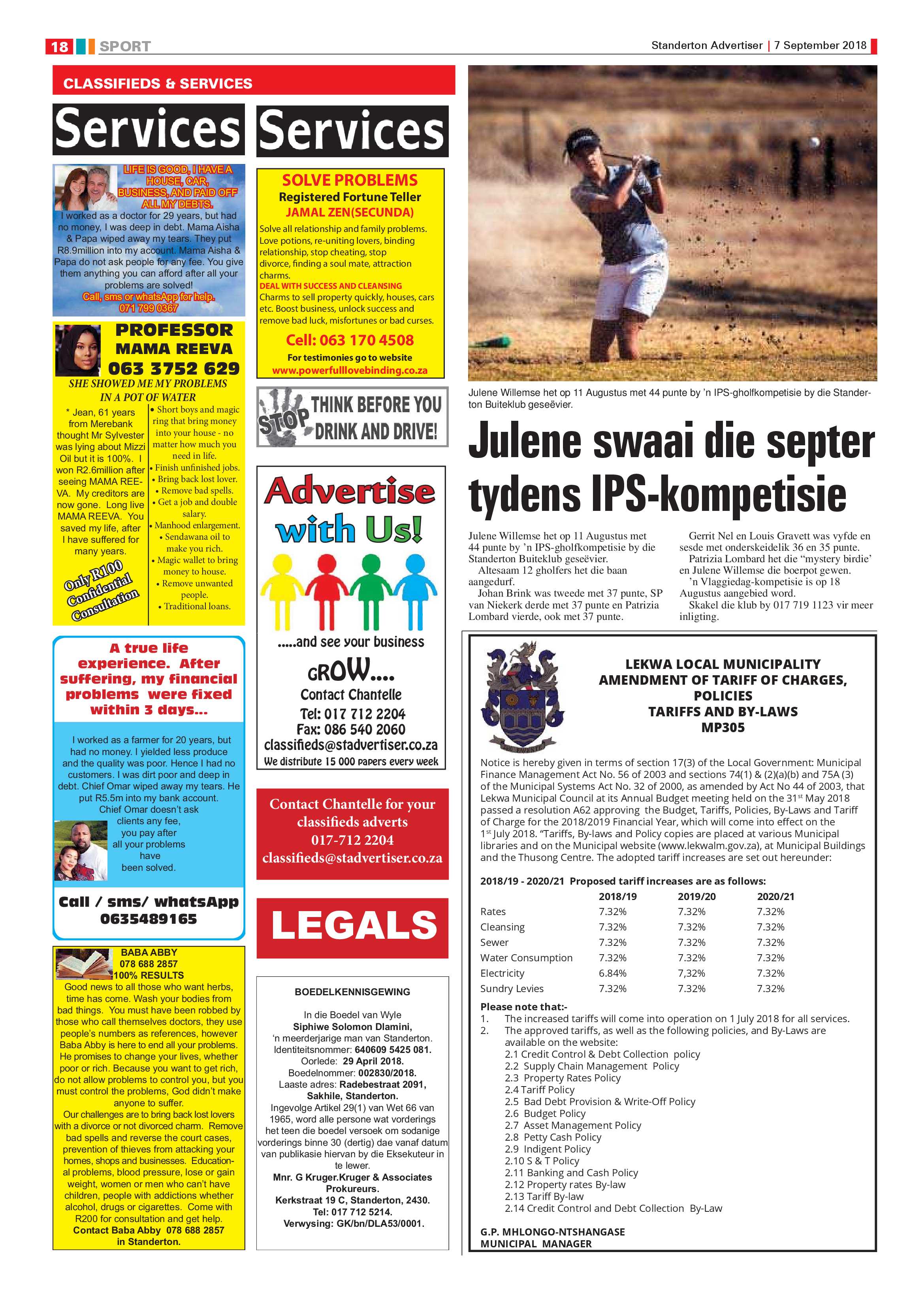 Standerton Advertiser and Standerton Landbou Skou supplement 7 September 2018 page 18