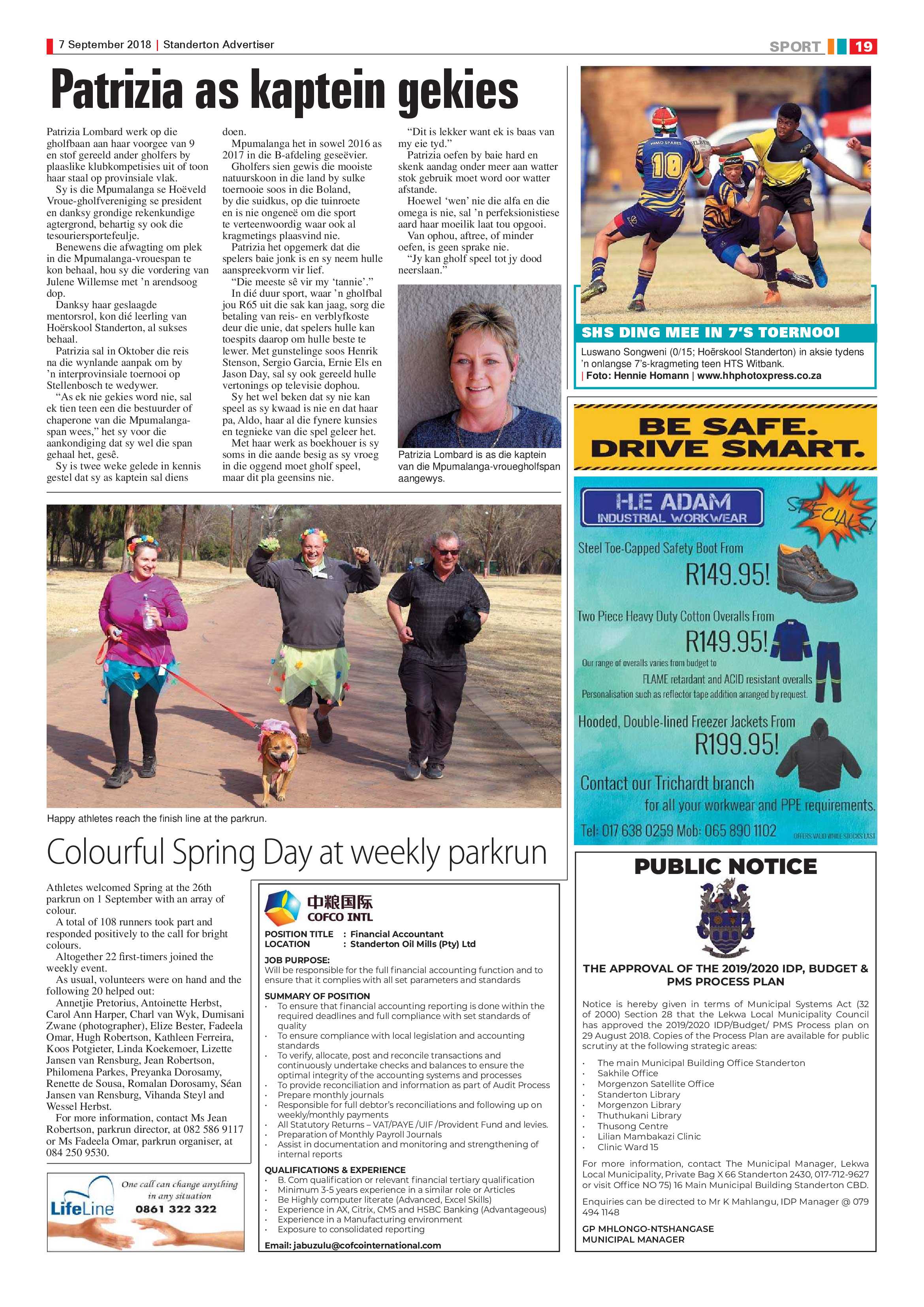 Standerton Advertiser and Standerton Landbou Skou supplement 7 September 2018 page 19