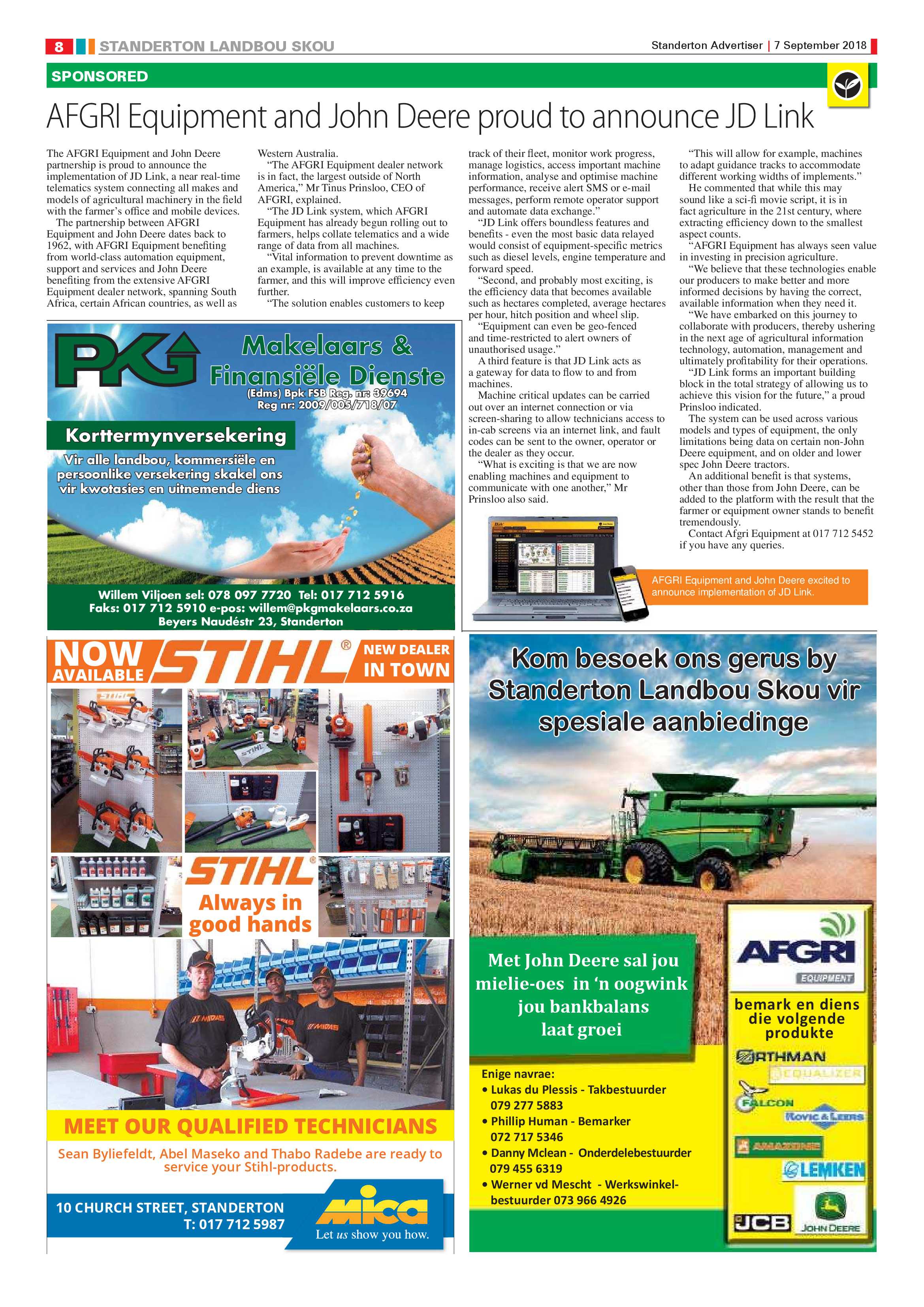 Standerton Advertiser and Standerton Landbou Skou supplement 7 September 2018 page 8