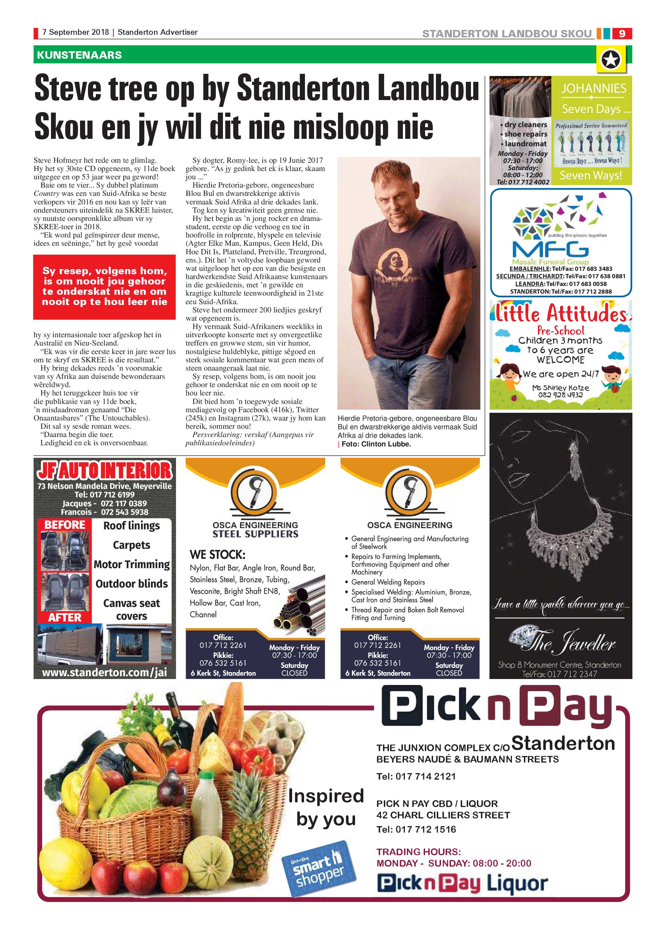 Standerton Advertiser and Standerton Landbou Skou supplement 7 September 2018 page 9