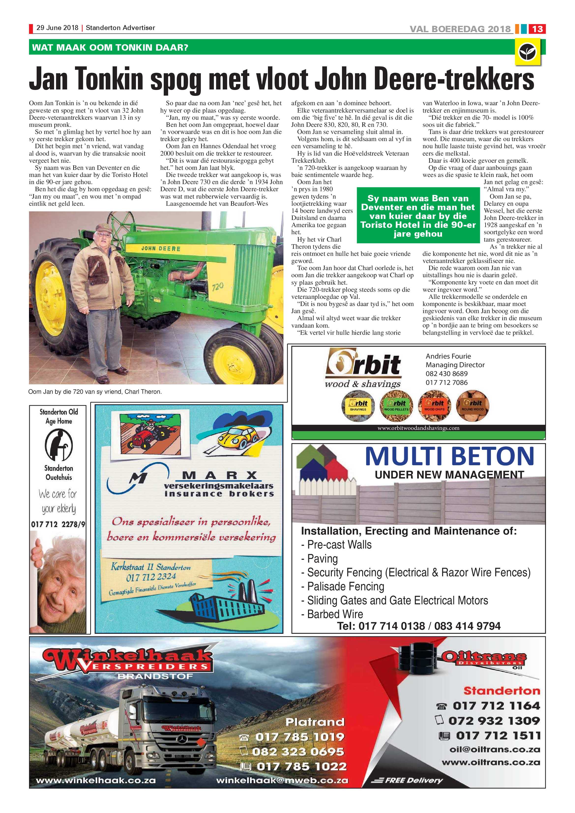 Standerton Advertiser + Val Boeredag Supplement 29 June 2018 page 13