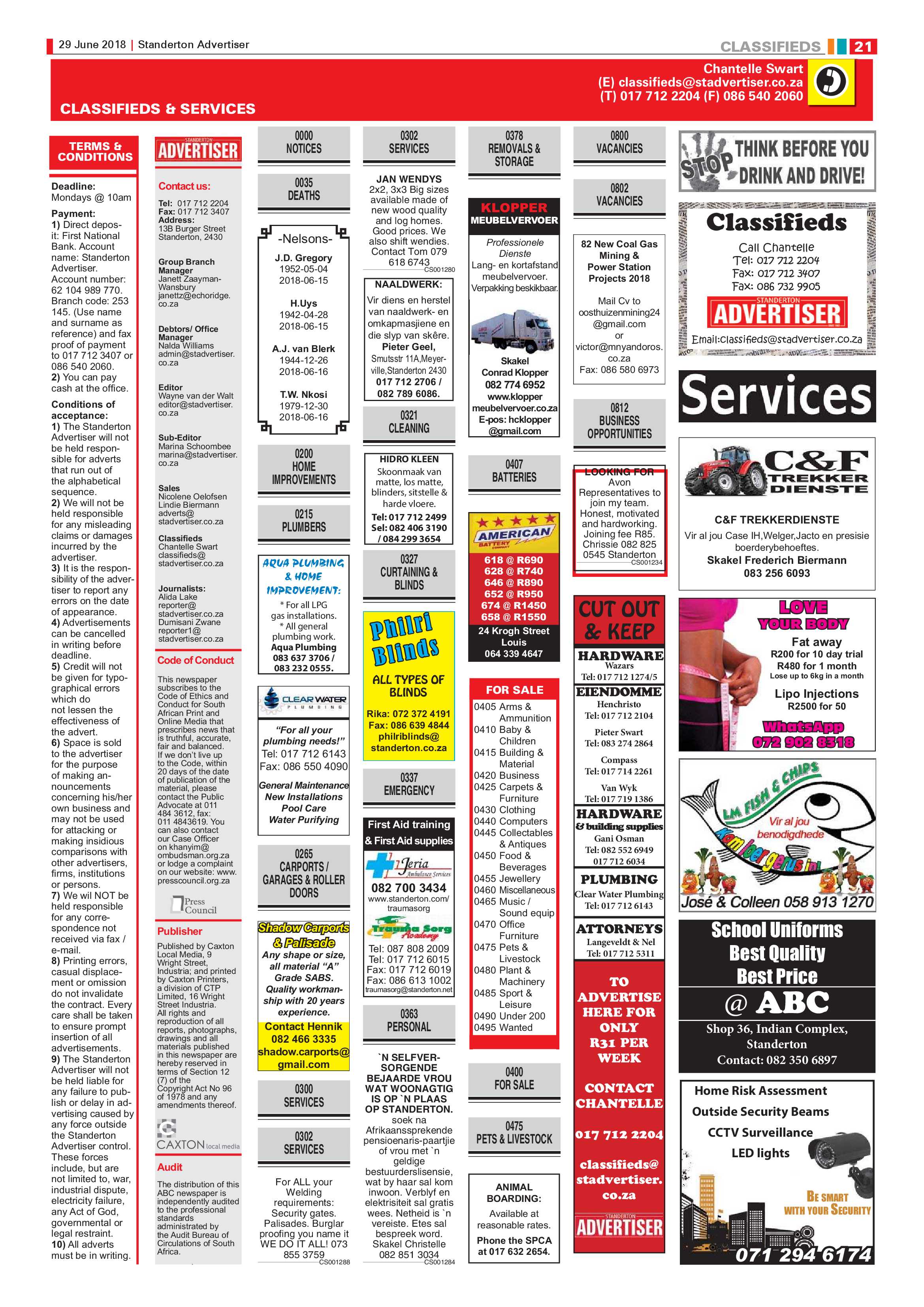 Standerton Advertiser + Val Boeredag Supplement 29 June 2018 page 21
