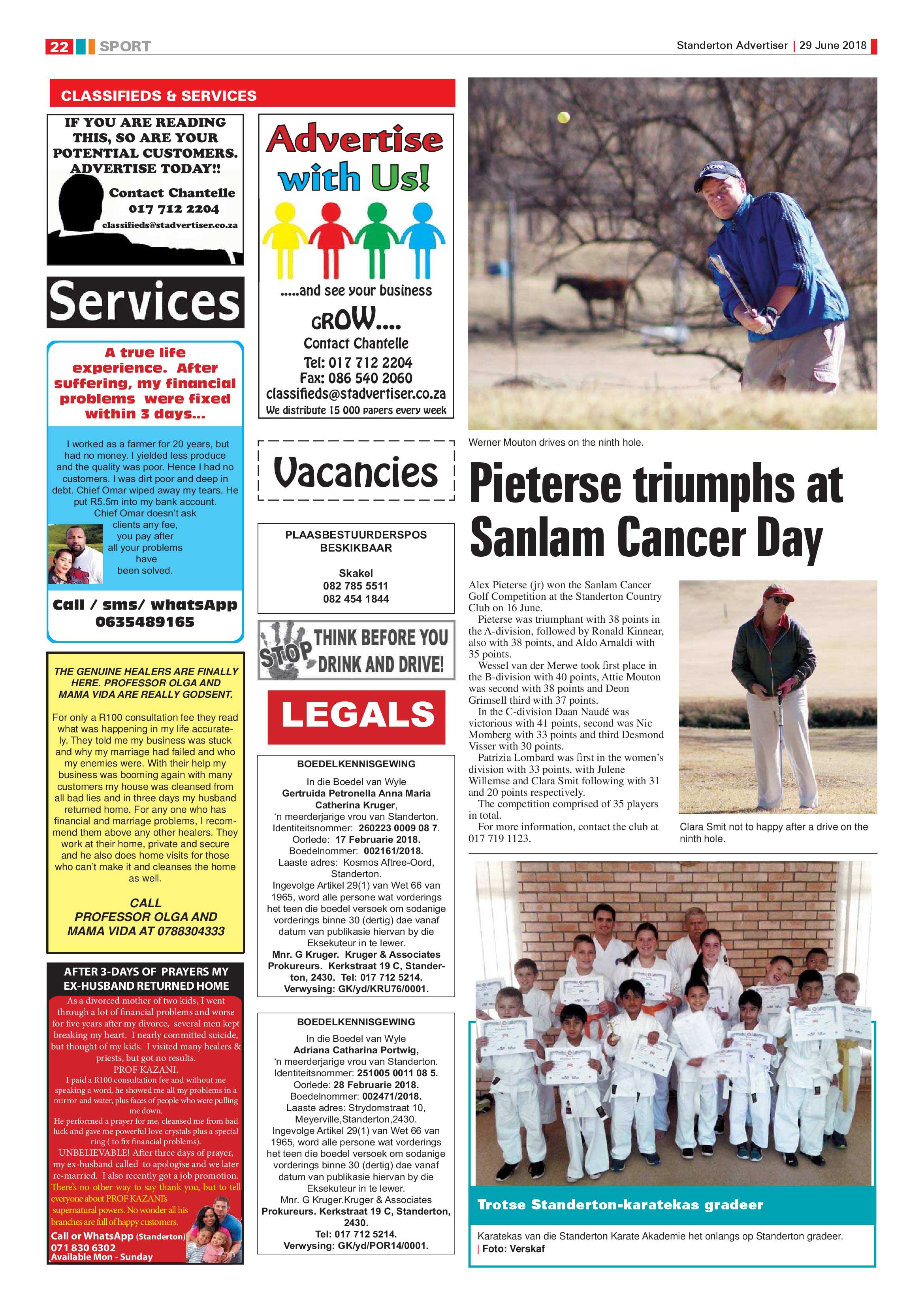 Standerton Advertiser + Val Boeredag Supplement 29 June 2018 page 22