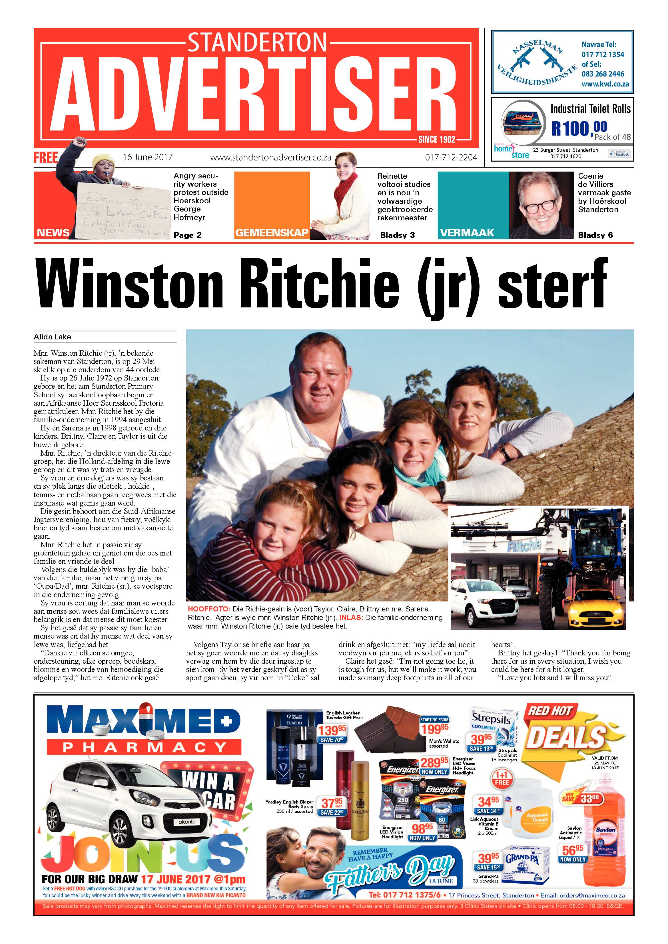 Standerton Advertiser 16 June 2017 page 1