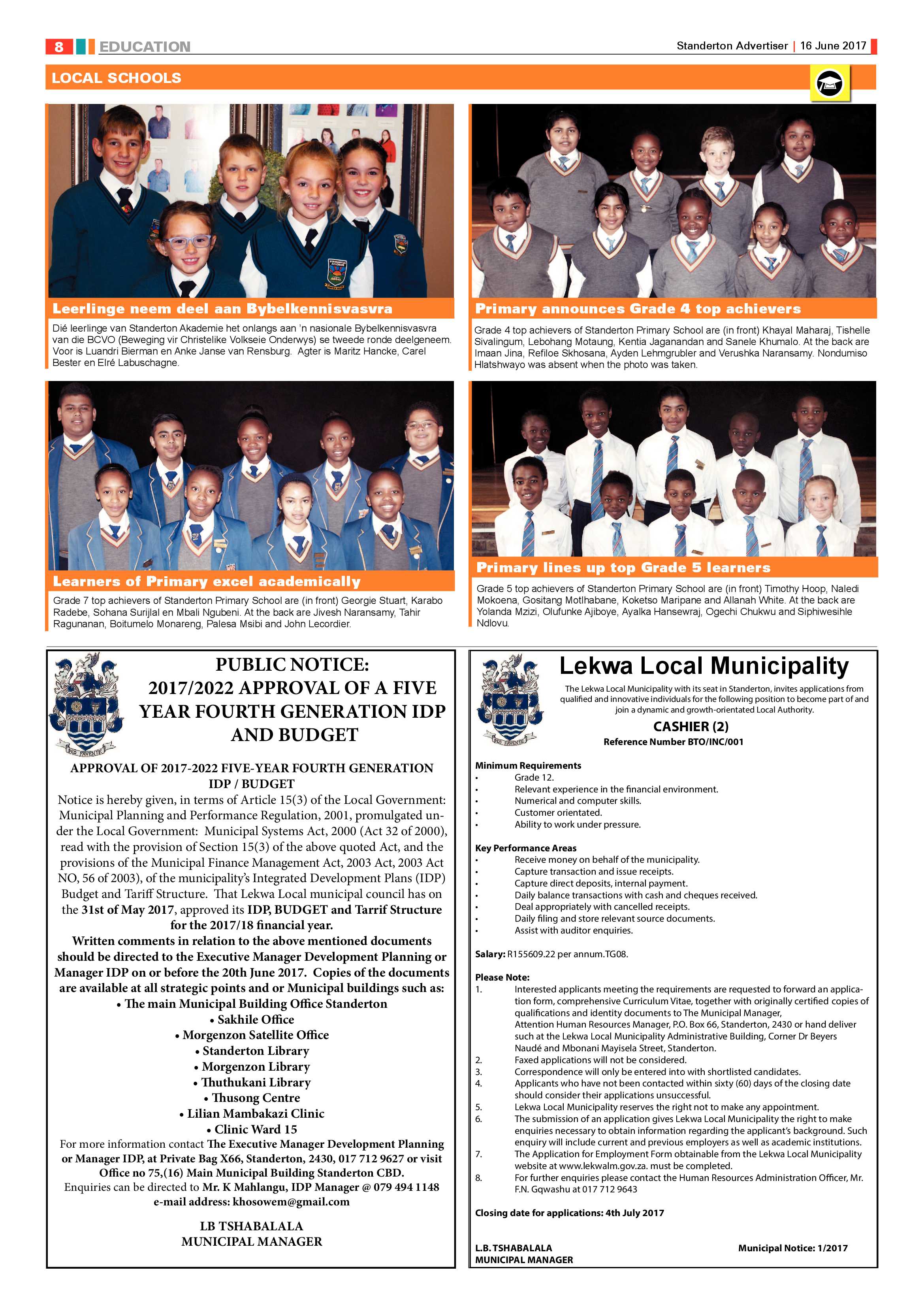 Standerton Advertiser 16 June 2017 page 8